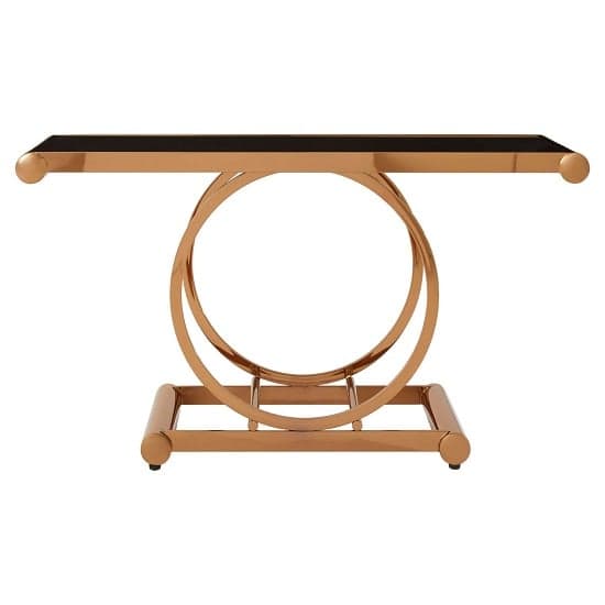 Columbus Black Glass Console Table With Rose Gold Frame_3