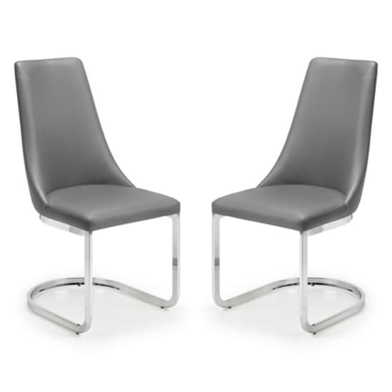 Caishen Grey Faux Leather Cantilever Dining Chair In Pair Furniture