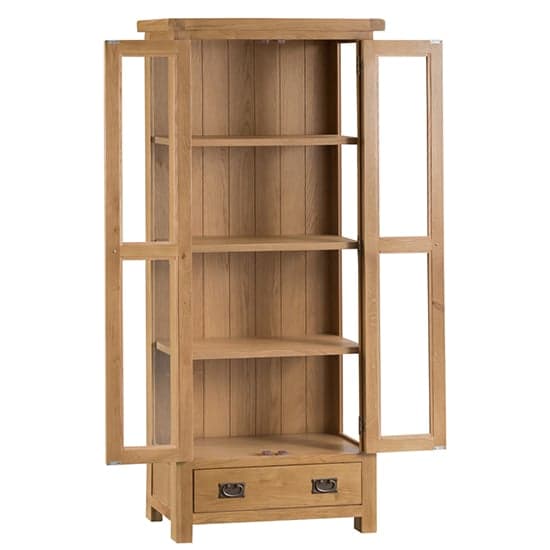 Concan Wooden 2 Doors Display Cabinet In Medium Oak_2