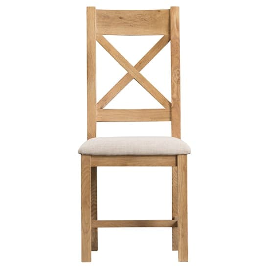 Concan Cross Back Fabric Seat Dining Chair In Medium Oak_2