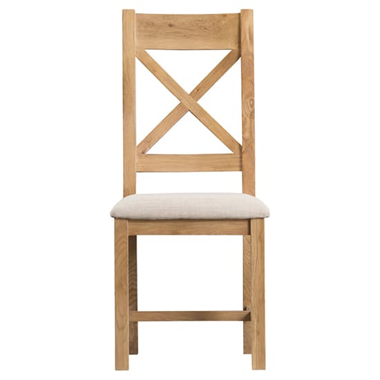 Concan Medium Oak Cross Back Fabric Seat Dining Chairs In Pair_3