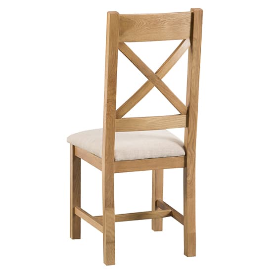 Concan Medium Oak Cross Back Fabric Seat Dining Chairs In Pair_4
