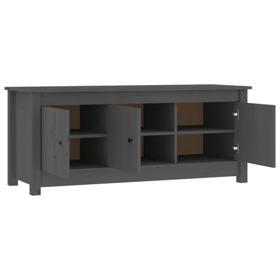 Concord Pinewood Shoe Storage Bench With 3 Doors In Grey_5