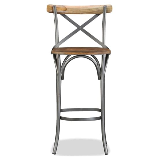 Connie Outdoor Wooden Bar Chair With Steel Frame In Oak_2