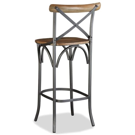 Connie Outdoor Wooden Bar Chair With Steel Frame In Oak_3
