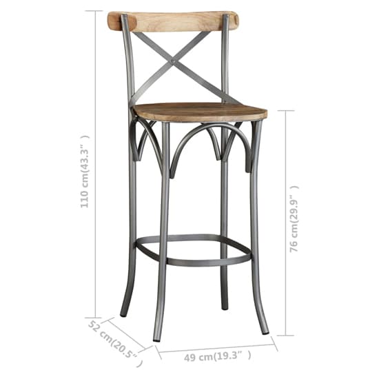 Connie Outdoor Wooden Bar Chair With Steel Frame In Oak_4