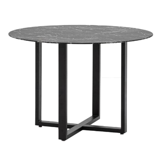 Conoly Round Glass Dining Table In Black Marble Effect_2