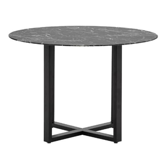 Conoly Round Glass Dining Table In Black Marble Effect_4