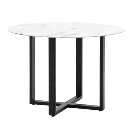 Conoly Round Glass Dining Table In White Marble Effect_2