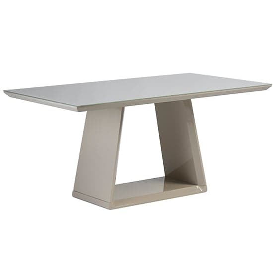 Conrad Glass Top High Gloss Rectangular Dining Table In Latte_1