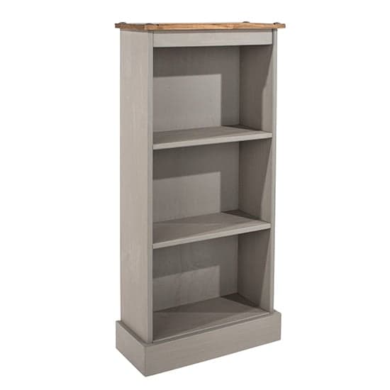 Consett Linea Wooden Narrow Low Bookcase With 2 Shelves In Grey_1