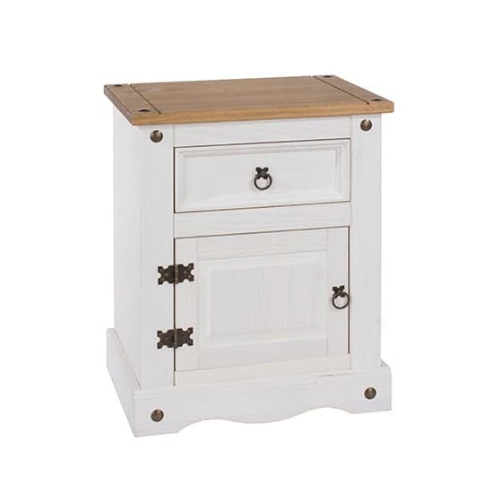 Consett Wooden Bedside Cabinet With 1 Door 1 Drawer In White_1