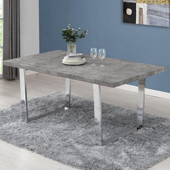 Constable Concrete Effect Dining Table With 6 Petra Grey Chairs_2