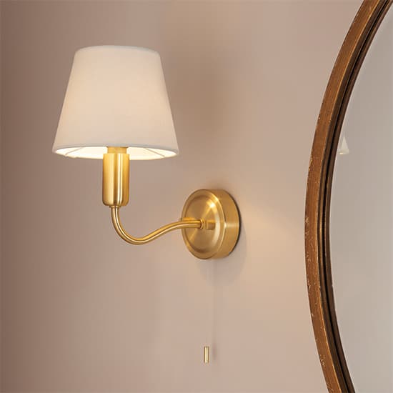Conway Ivory Fabric Shade Wall Light In Satin Brass_3