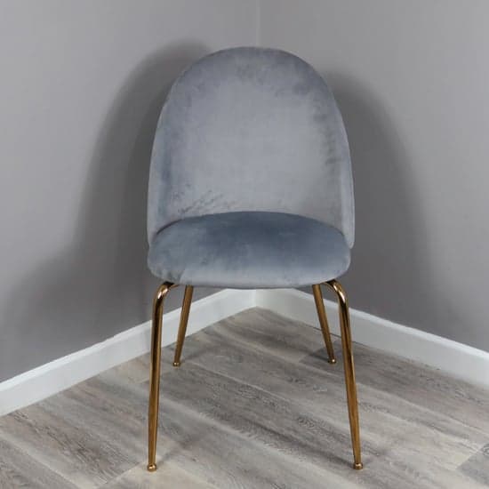Coonan Grey Velvet Dining Chairs With Gold Legs In Pair_4