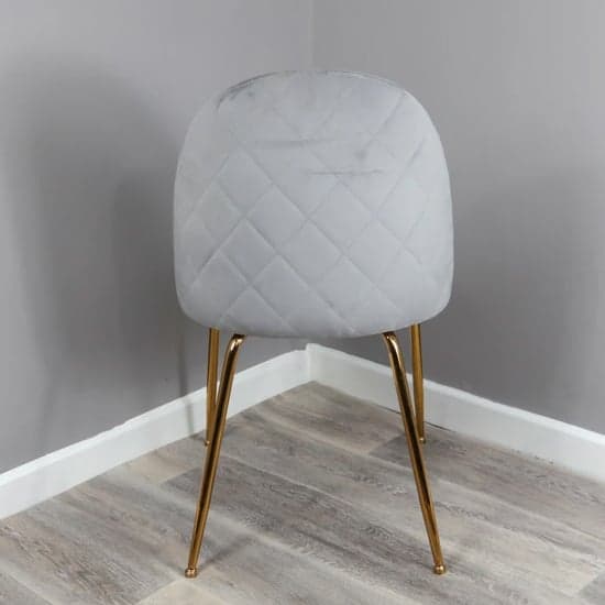 Coonan Grey Velvet Dining Chairs With Gold Legs In Pair_5