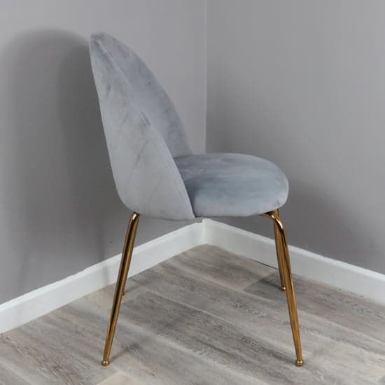 Coonan Grey Velvet Dining Chairs With Gold Legs In Pair_6