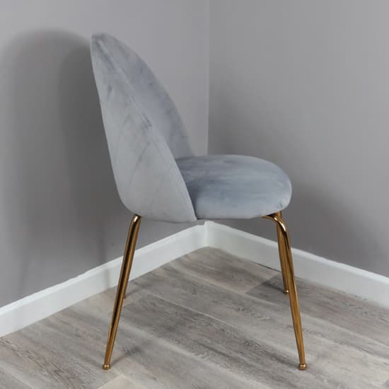 Coonan Grey Velvet Dining Chairs With Gold Legs In Pair Furniture in