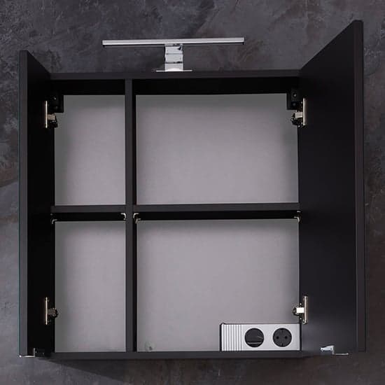 Coone LED Bathroom Mirrored Cabinet In Graphite Grey_2