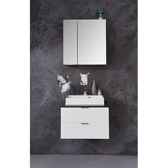 Coone LED Bathroom Mirrored Cabinet In Graphite Grey_4