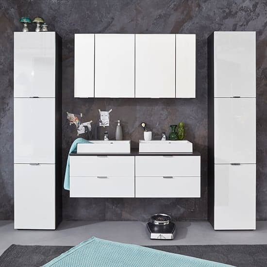 Coone Bathroom Storage Unit In White High Gloss And Graphite_5
