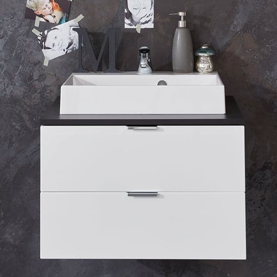 Coone Vanity Unit With Basin In White High Gloss And Graphite_1