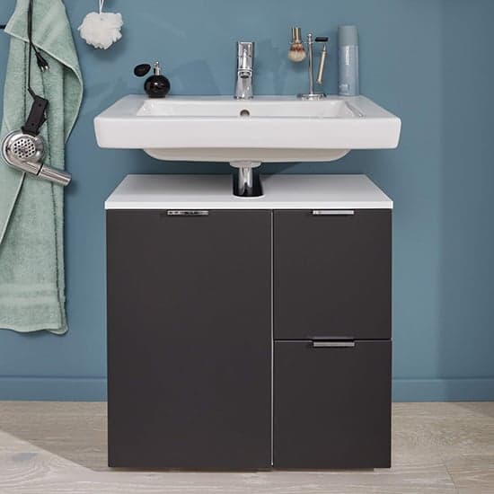 Coone Vanity Unit In White High Gloss And Graphite_2