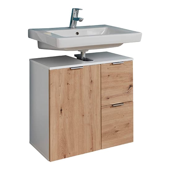 Coone Vanity Unit In White High Gloss And Knotty Oak_4