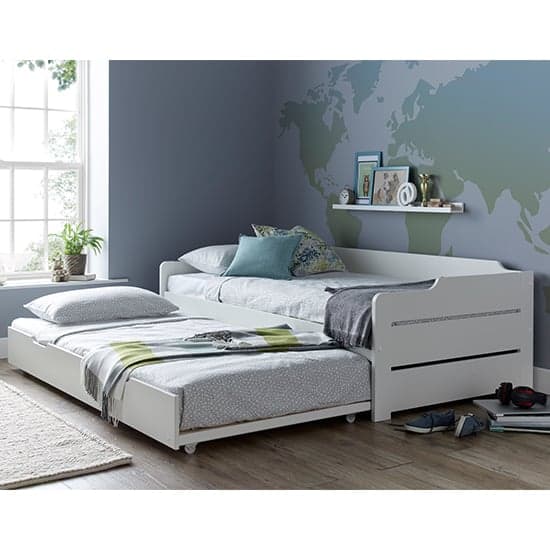 Copella Wooden Single Guest Day Bed With Trundle In White_3