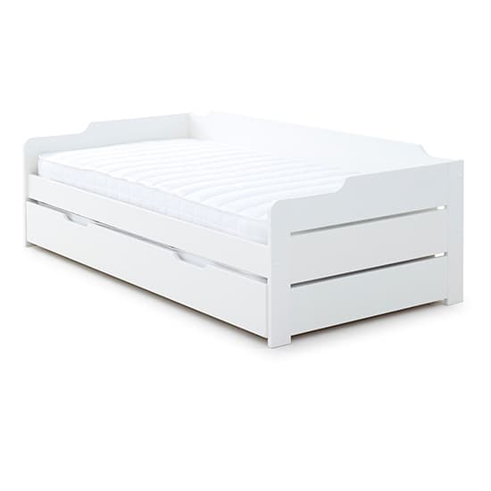 Copella Wooden Single Guest Day Bed With Trundle In White_6