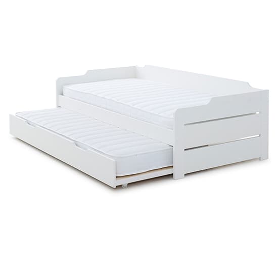 Copella Wooden Single Guest Day Bed With Trundle In White_7