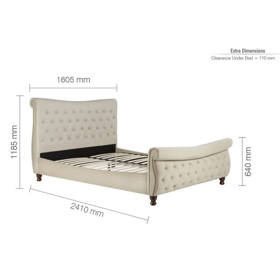 Copen Fabric King Size Bed In Warm Stone_7