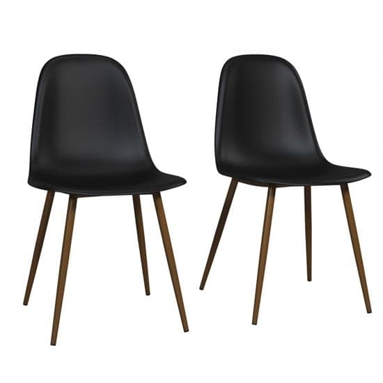 Couplie Black Plastic Dining Chairs With Metal Frame In Pair_1