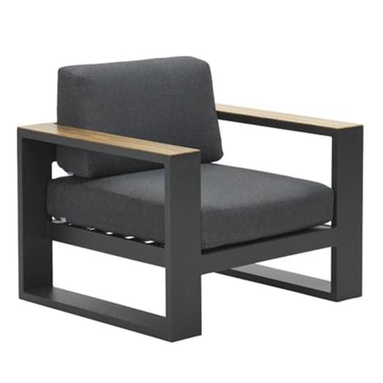 Cora Fabric Lounge Armchair In Dark Grey With Charcoal Frame_1