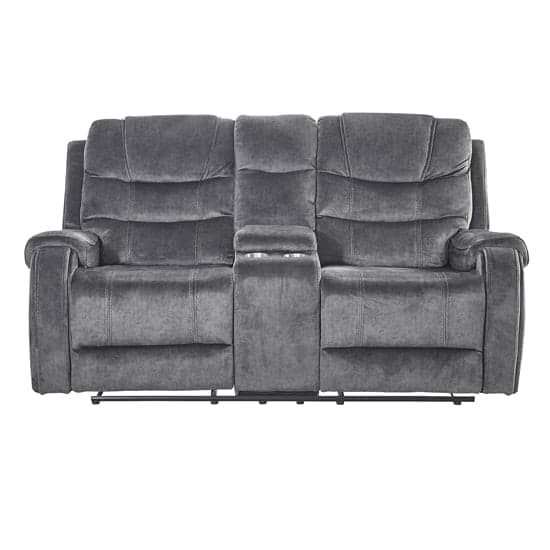 Cora Velvet Recliner 2 Seater Sofa In Dark Grey_2