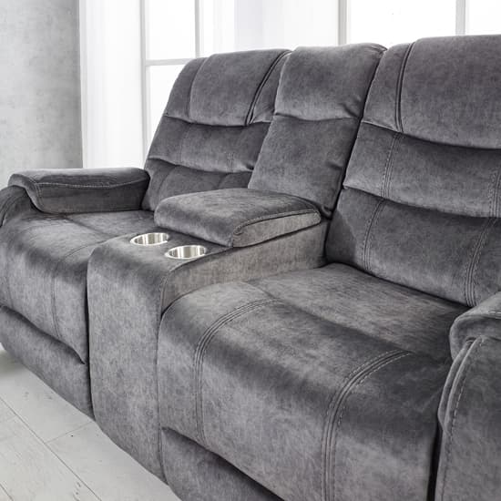 Cora Velvet Recliner 2 Seater Sofa In Dark Grey_3