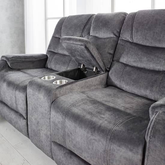 Cora Velvet Recliner 2 Seater Sofa In Dark Grey_4