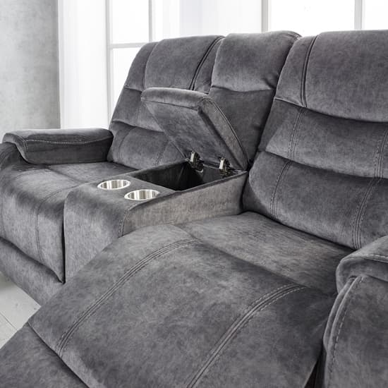 Cora Velvet Recliner 2 Seater Sofa In Dark Grey_5