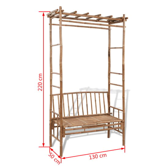 Cora Wooden Garden Bamboo Bench With Pergola In Natural_4