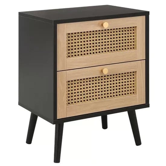 Coralie Wooden Bedside Cabinet With 2 Drawers In Black_2