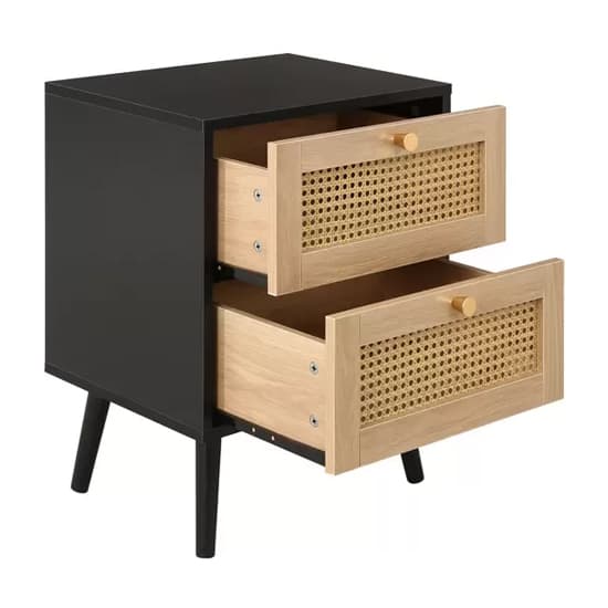 Coralie Wooden Bedside Cabinet With 2 Drawers In Black_3