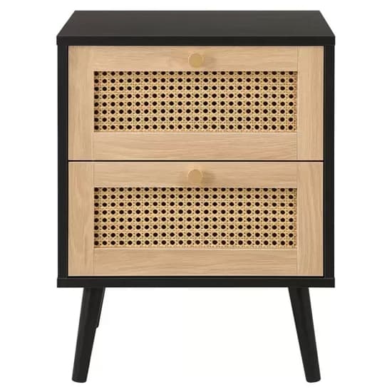 Coralie Wooden Bedside Cabinet With 2 Drawers In Black_4