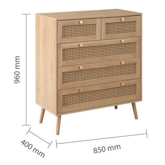 Coralie Wooden Chest Of 5 Drawers In Oak_7