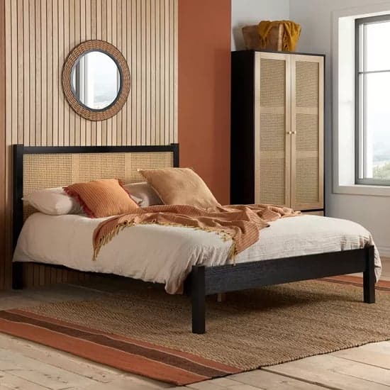 Coralie Wooden Double Bed In Black_1
