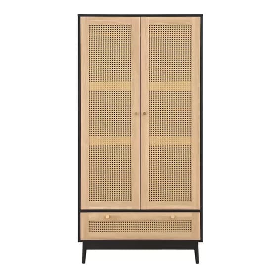 Coralie Wooden Wardrobe With 2 Doors And 1 Drawer In Black_3