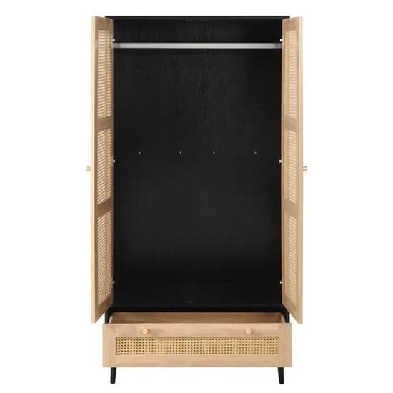 Coralie Wooden Wardrobe With 2 Doors And 1 Drawer In Black_4