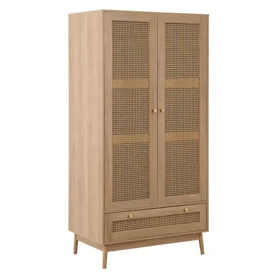 Coralie Wooden Wardrobe With 2 Doors And 1 Drawer In Oak_2
