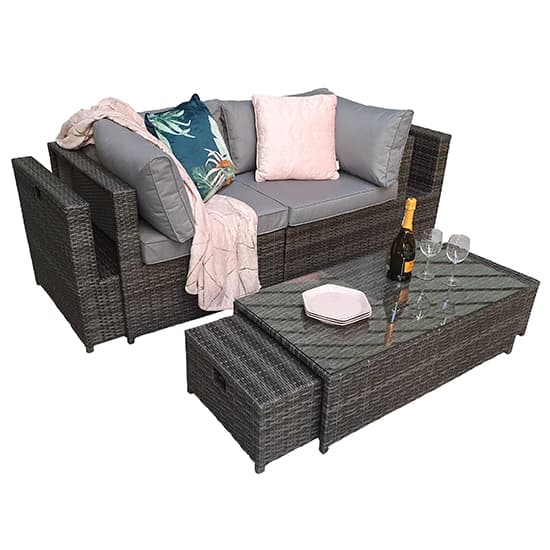 Cordoba Modular Lounge Sofa Set In Mixed Flat Grey Weave_4