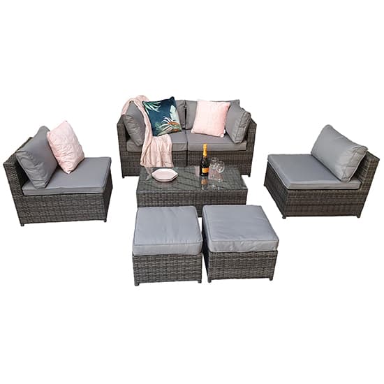 Cordoba Modular Lounge Sofa Set In Mixed Flat Grey Weave_1