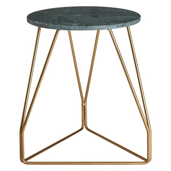 Cordue Green Marble Top Side Table With Gold Metal Frame_2